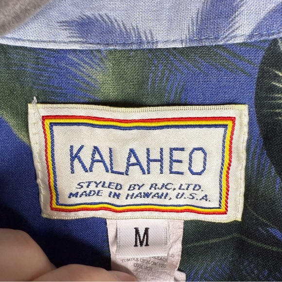 Kalaheo Vintage Mens Blue Hawaiian Shirt 100% Cotton Made in Hawaii Size Medium - Picture 3 of 5